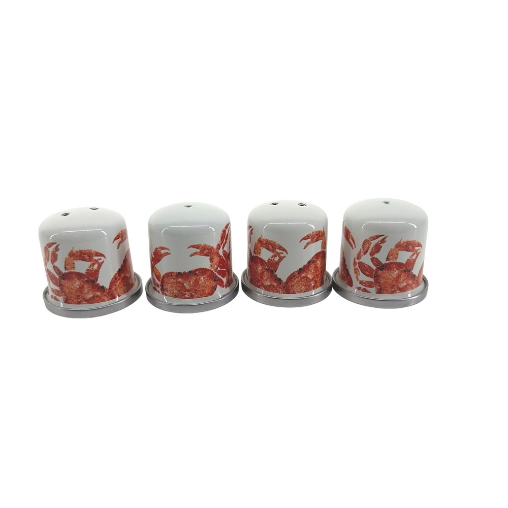 Golden Rabbit Enamelware Crab House Pattern‎ Salt Pepper Shakers Set Kitchen